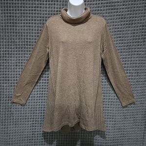 SoftSurroundings Thin Brown Turtleneck Sweater SzMed PM Ribbed Cozy Long Nylon